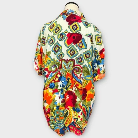 Sasson Vintage Floral Boho Button Down Shirt Blouse Women’s Medium Multicolor - Picture 7 of 9